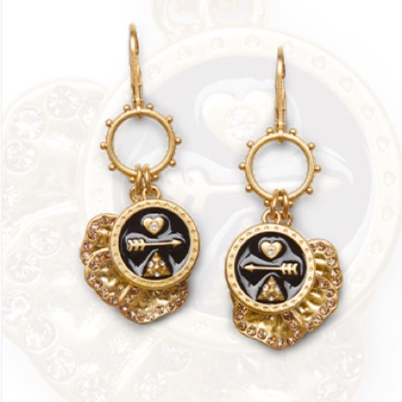 CAbi Gold and Black Heart Arrow Earrings - Picture 1 of 4
